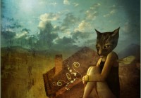 Cat on roof illustration – Gatto sul tetto