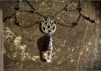 Crystal wand pentacle necklace
